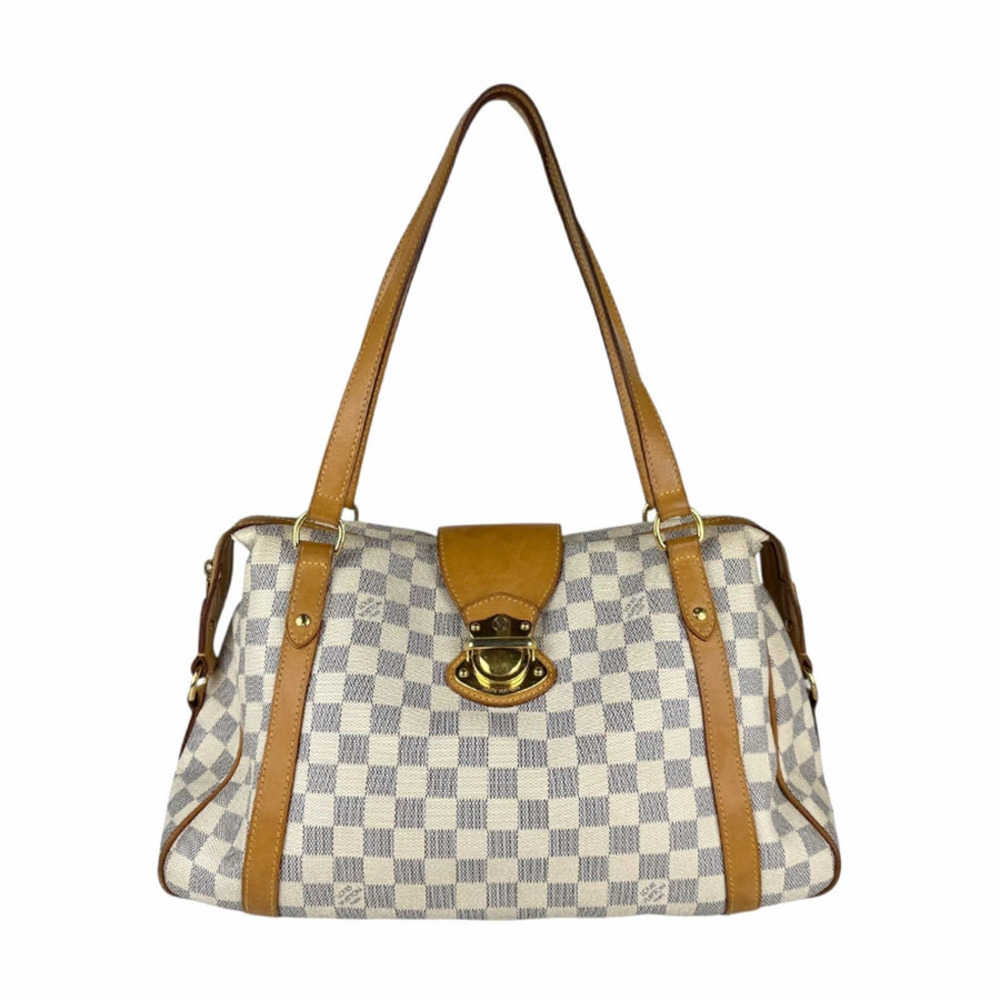 Louis Vuitton Stresa Shoulder Bag Damier Azur White Canvas Gold